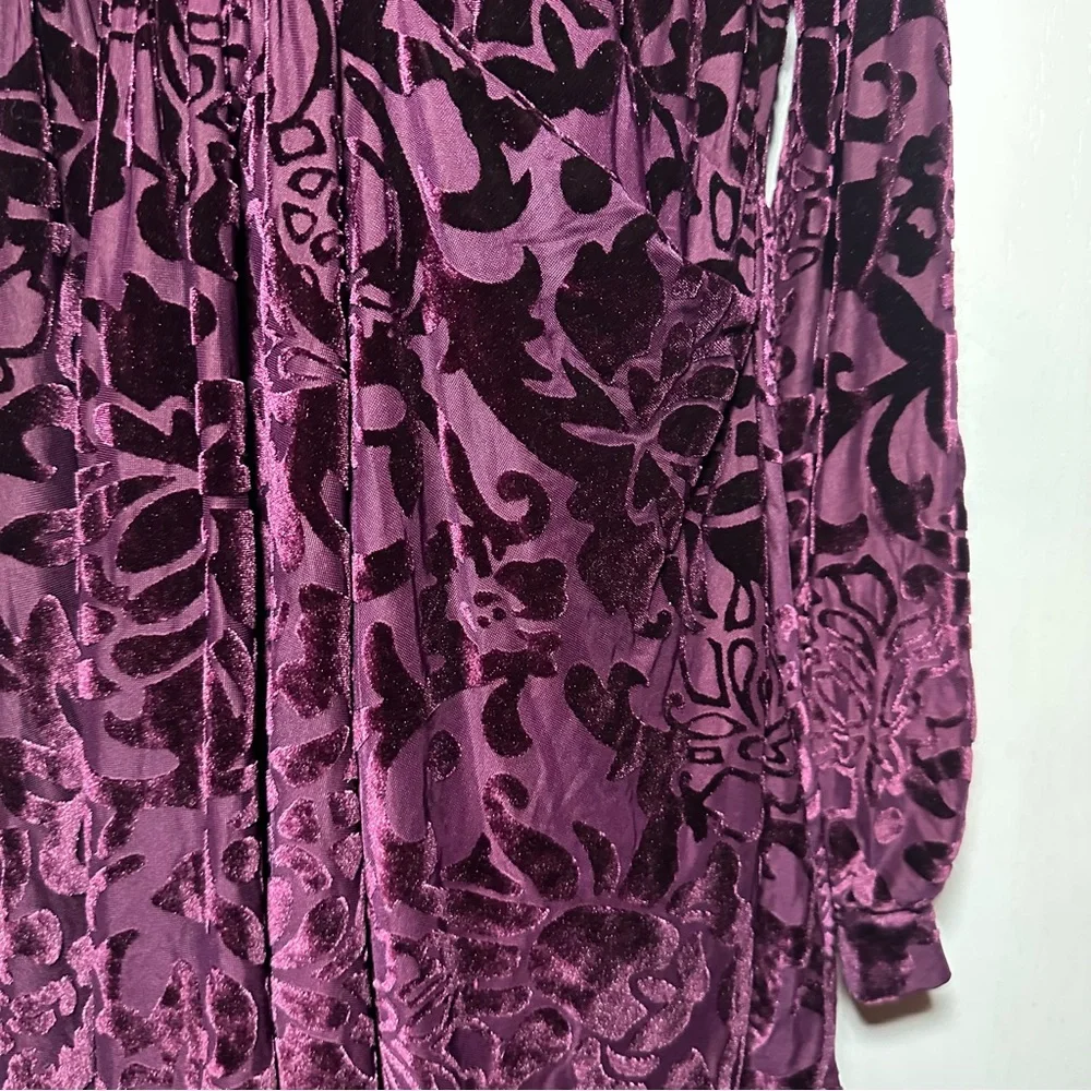 Free People Women’s Deep Purple All Night Long Velvet Burnout Mini Dress-Size XS